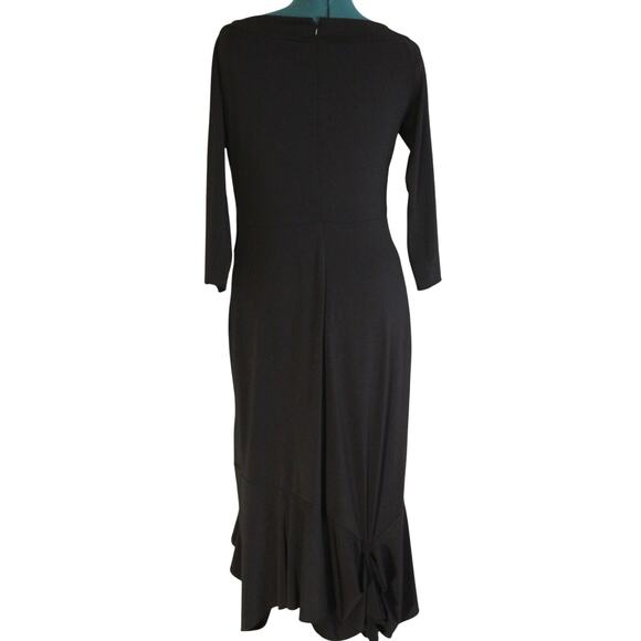Vera Wang Black Twist Front Ruffle Hem Midi Dress Women’s 10 - Picture 3 of 6